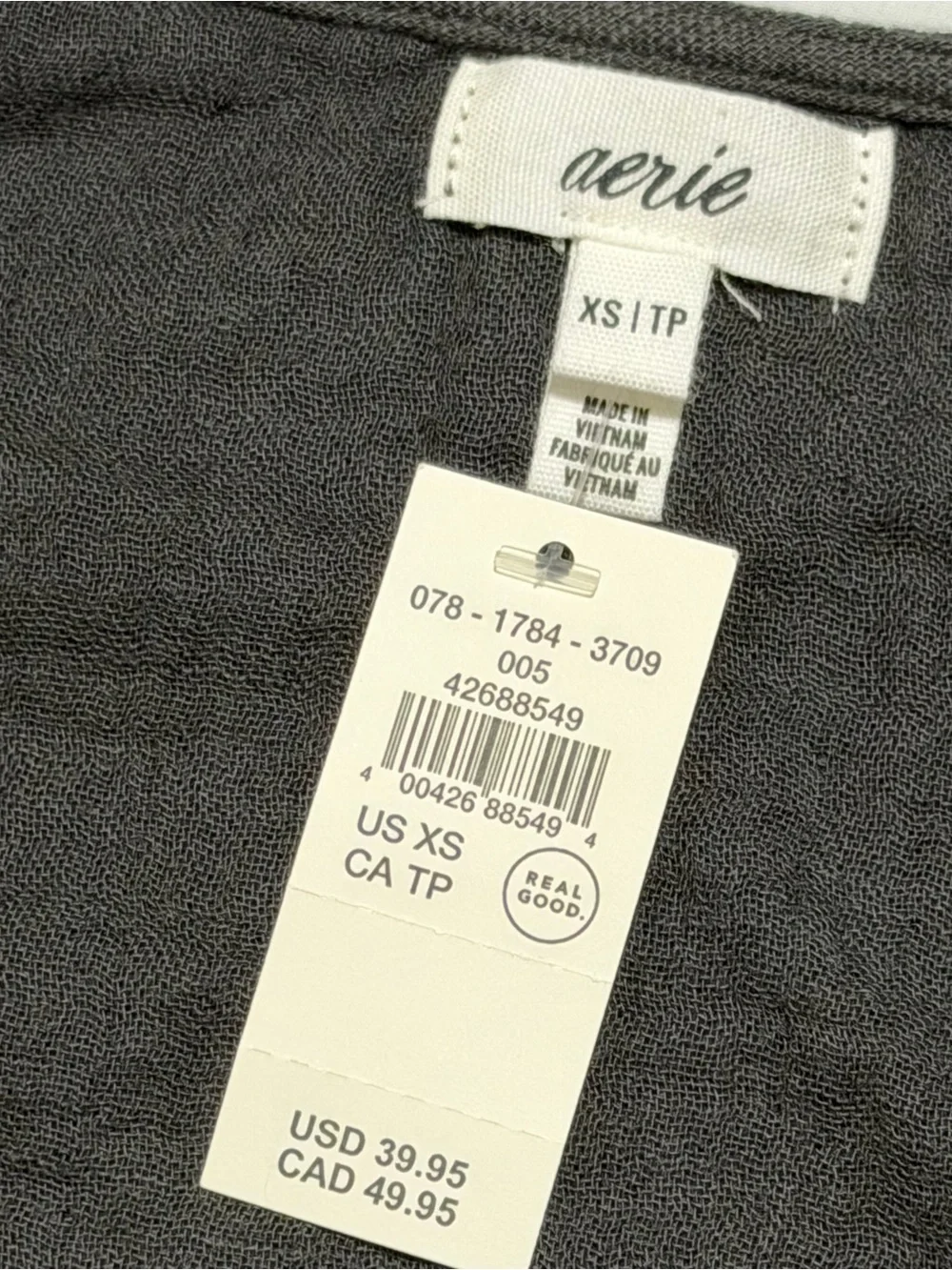 aerie Black Tie-Front Peplum Camisole